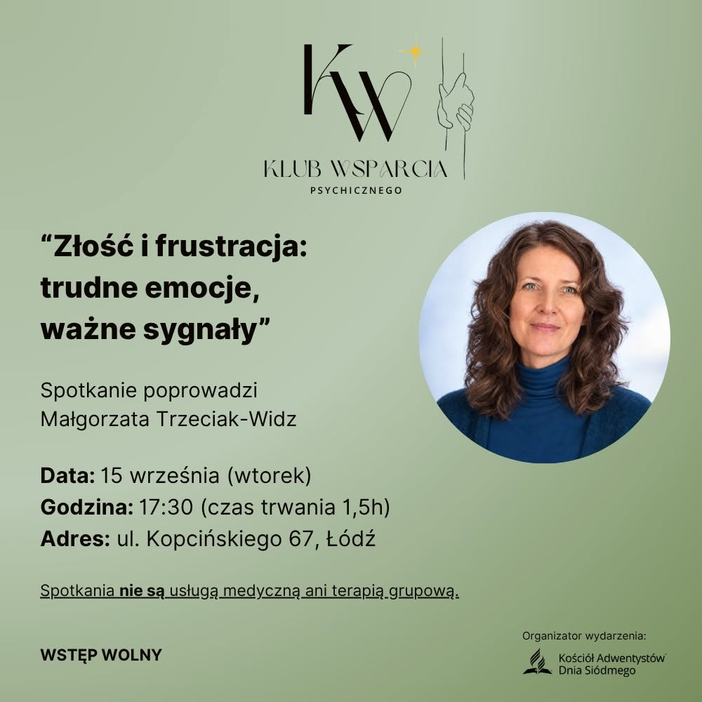 „Złość i frustracja: trudne emocje, ważne sygnały” Spotkanie Klubu Wsparcia Psychicznego